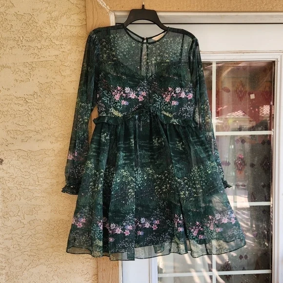 Ted Baker Sorella diamond print long‎ sleeve babydoll dress